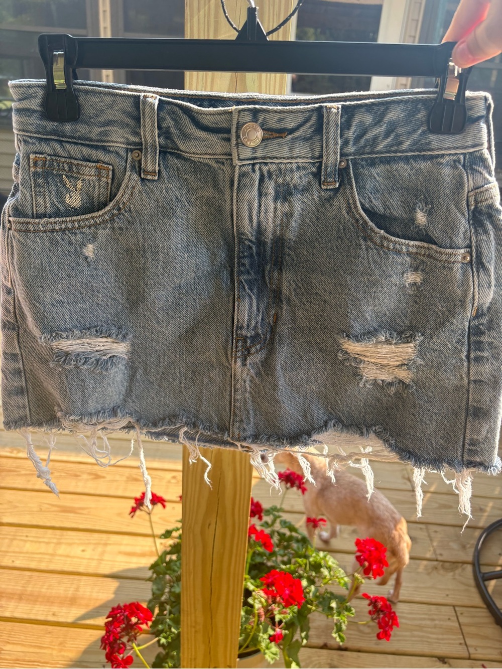 PLAYBOY Distressed Denim Mini Skirt - Blue